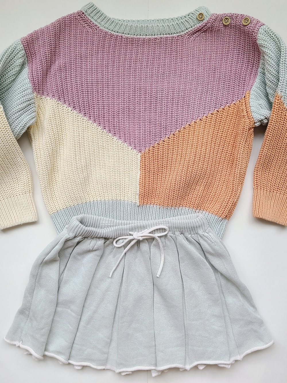 Fin And Vince Pastel Colorblock Sweater Skirt Set